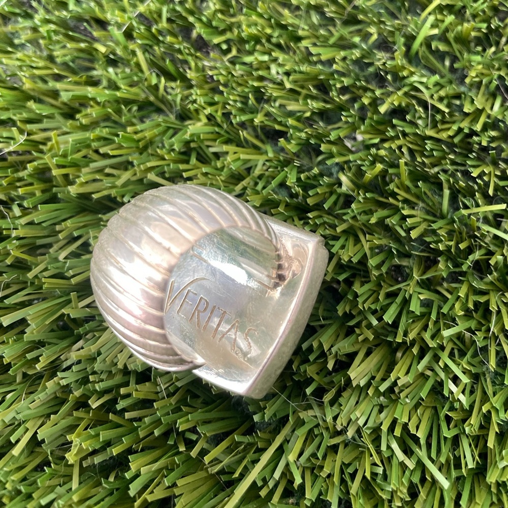 PIANEGONDA RITULATED ORANGE QUARTZ STERLING STEEL RING - Picture 4 of 10